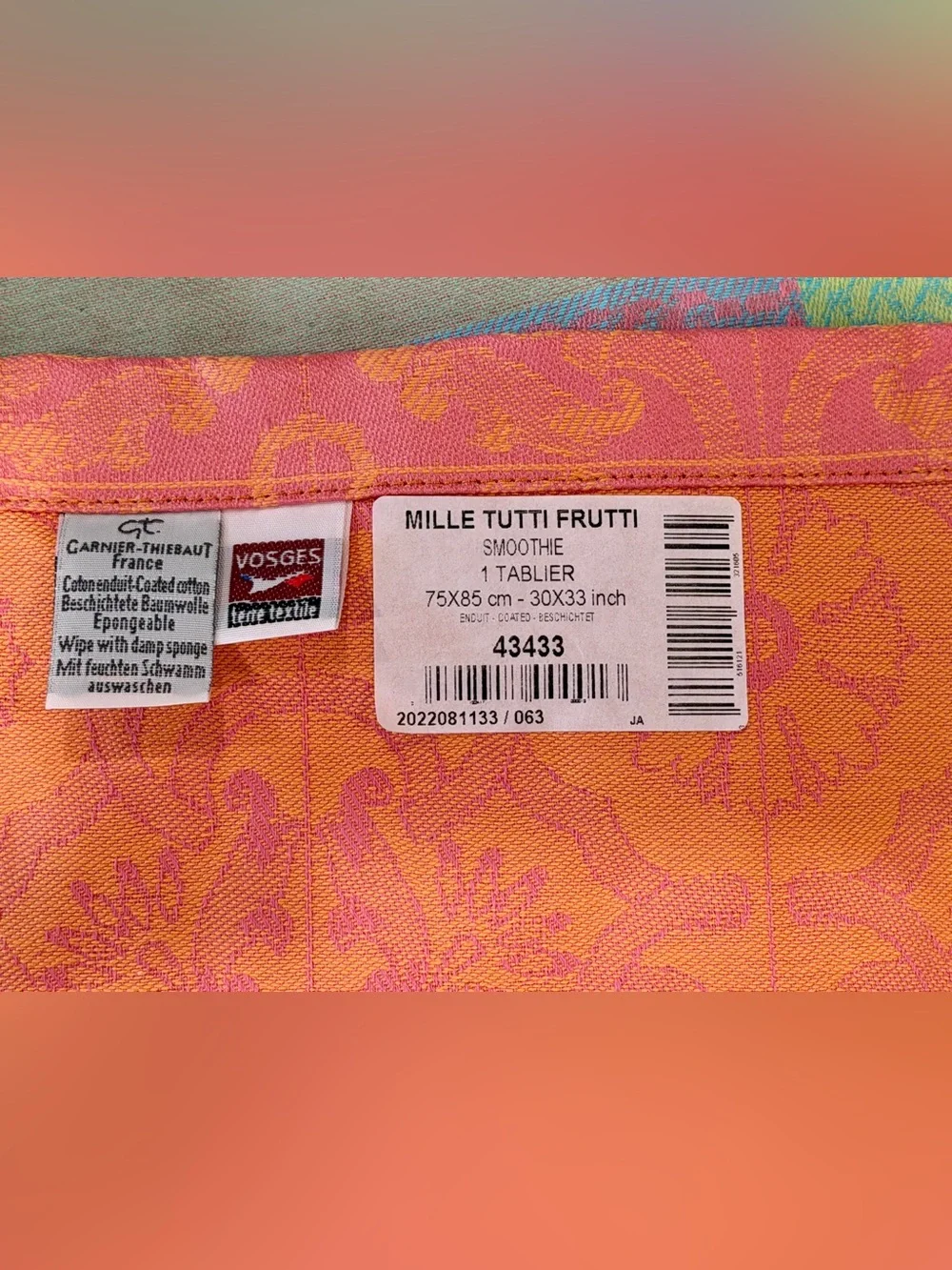Garnier Thiebaut Mille Tutti Frutti Smoothie Apron, Coated Cotton